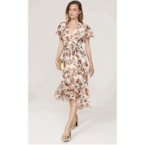 Tanya Taylor Women'sBeige Blaire Printed Linen & Silk Wrap Dress Size 2 Designer